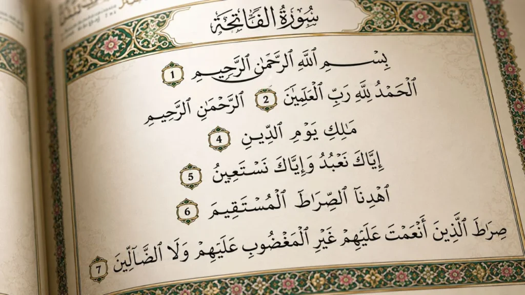 Surah Al-Fatiha Arabic text Quran page