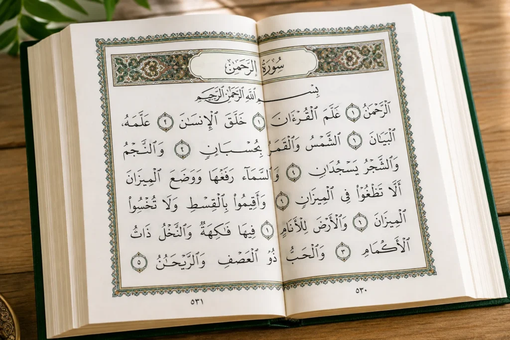 Surah Rahman Arabic text open Quran