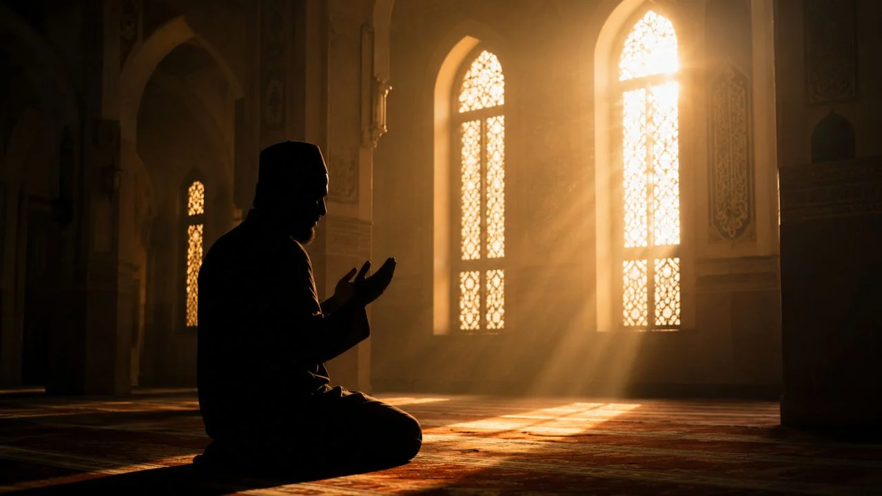 Person performing dua after prayer for guidance